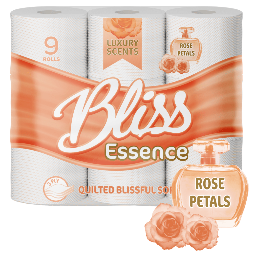 Bliss Essence Luxury 3Ply Scented Bathroom Toilet Tissue Rolls - ROSE